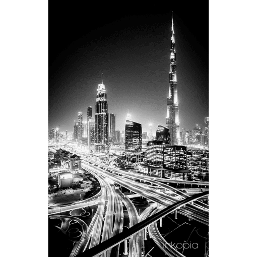 Urban, Monochrome, Cityscape, Dubai, Night