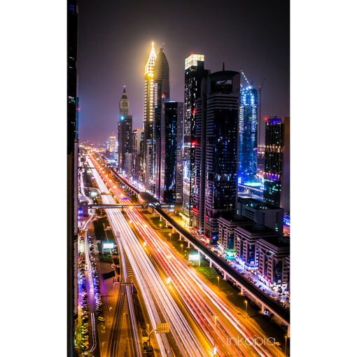 Urban, Dubai, Downtown, Sheikh Zayed Road, Night