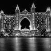 Landmark, Urban, Monochrome, Dubai, Atlantis, Landmark, Night