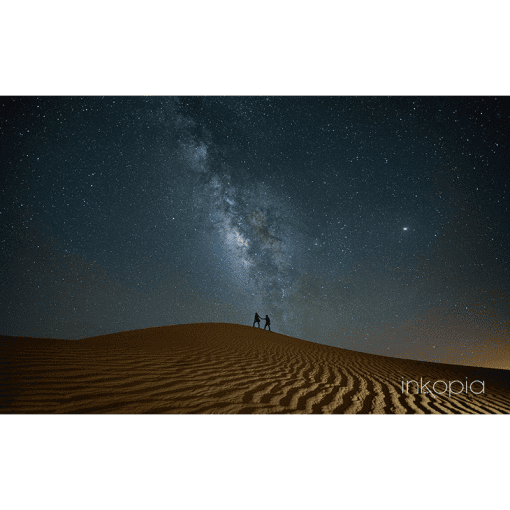 Scenery, Desert, Night, Stars, Starry sky, Sand dune