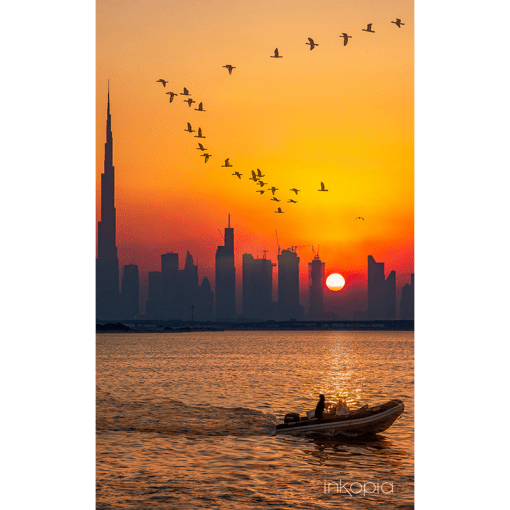 Urban, Dubai, Creek, Sunset