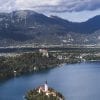 Scenery, Slovenia, Lake, Bled, Island, Clouds