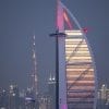 Landmark, UAE, Dubai, Burj Khalifa, Burj Al Arab, Sunset, Dark, Pink, yellow, United Arab Emirates