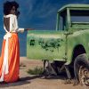Fashion, People, Ras Al Khaimah, RAK, United Arab Emirates, UAE, Orange, Green, While, Truck, Vehicle, Female, Women