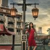 Fashion, People, Souk Madinat, Dubai, United Arab Emirates, UAE, Female, Women, Red, Water, Abra, Dress, Street lamp